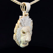 SOLID GOLD DIAMOND LION HEAD PENDANT